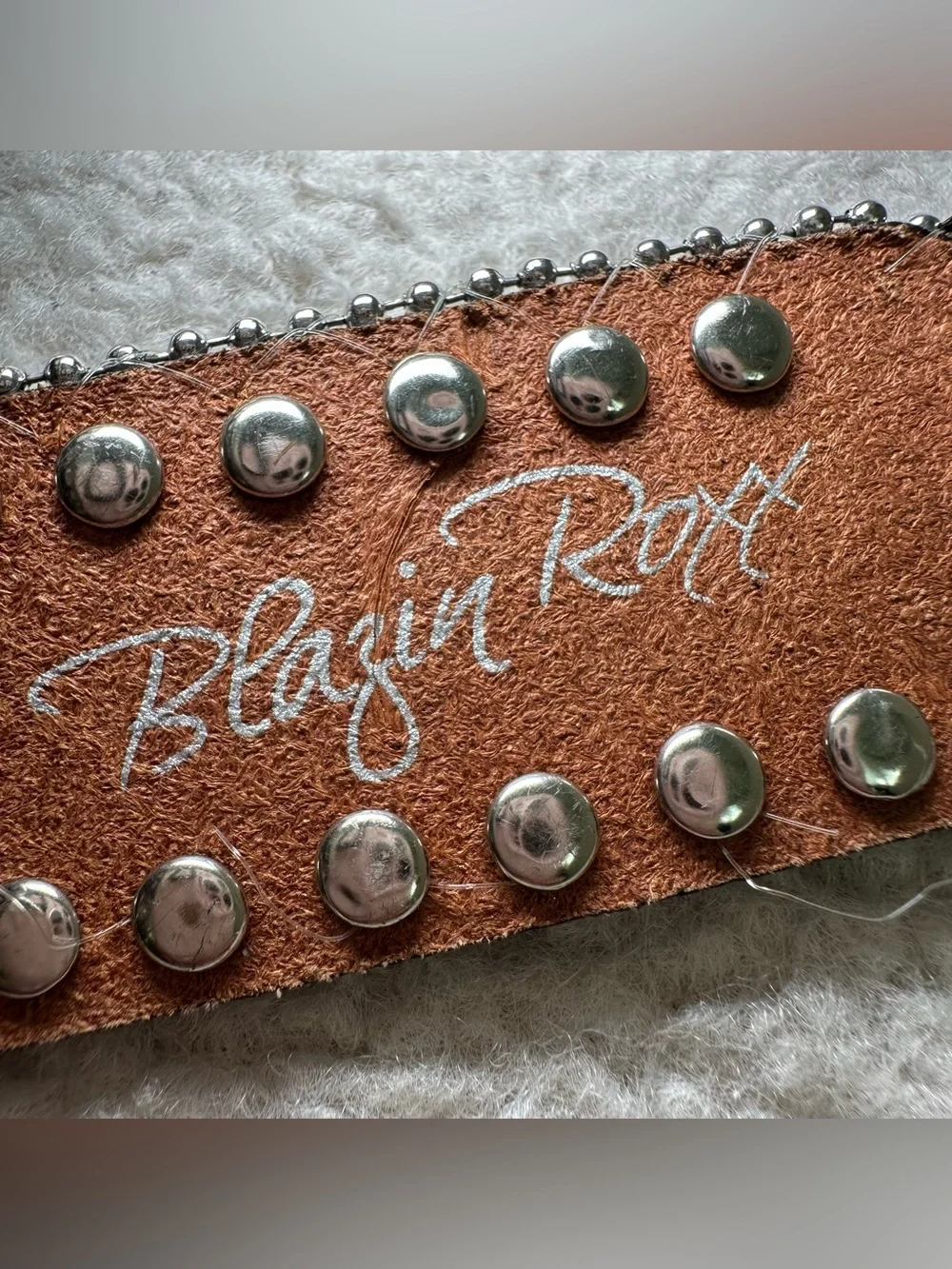 Blazin Roxx Y2K Rhinestone Belt Bling Buckle Western Cowgirl Grey Gray Leopard